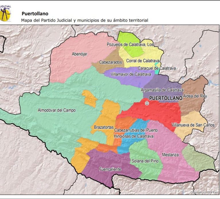 Partido Judicial de Puertollano Mapa de provincias y municipios de la comunidad autónoma de Castilla-La Mancha.